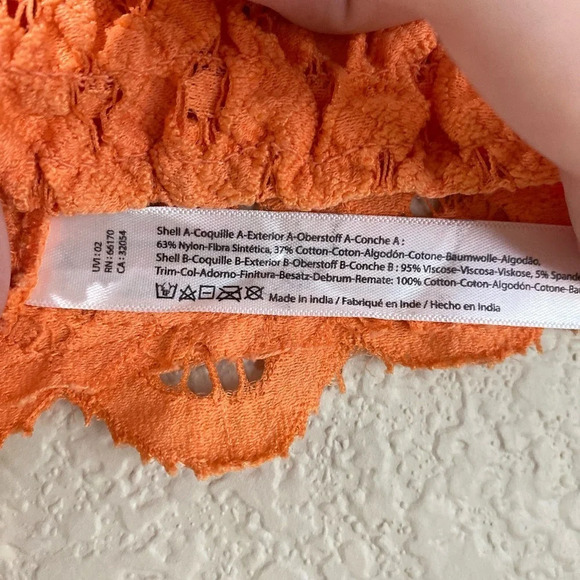 FREE PEOPLE FP1 Adella Lace Bralette Bright Orange Size XS - Picture 7 of 7